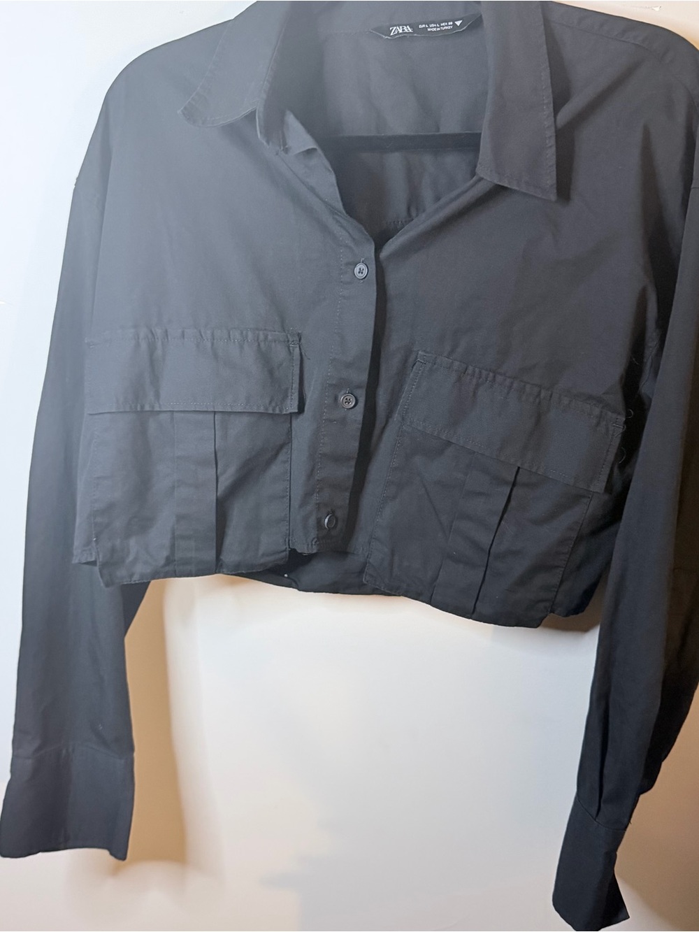 Zara Black Cropped Utility Shirt